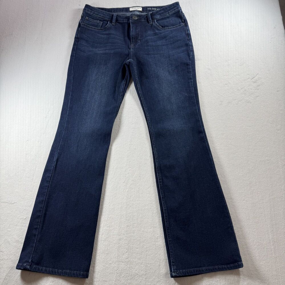Crafted by Lee Jeans Women's Size 12 M Mid Rise Boot Color Blue Stretch